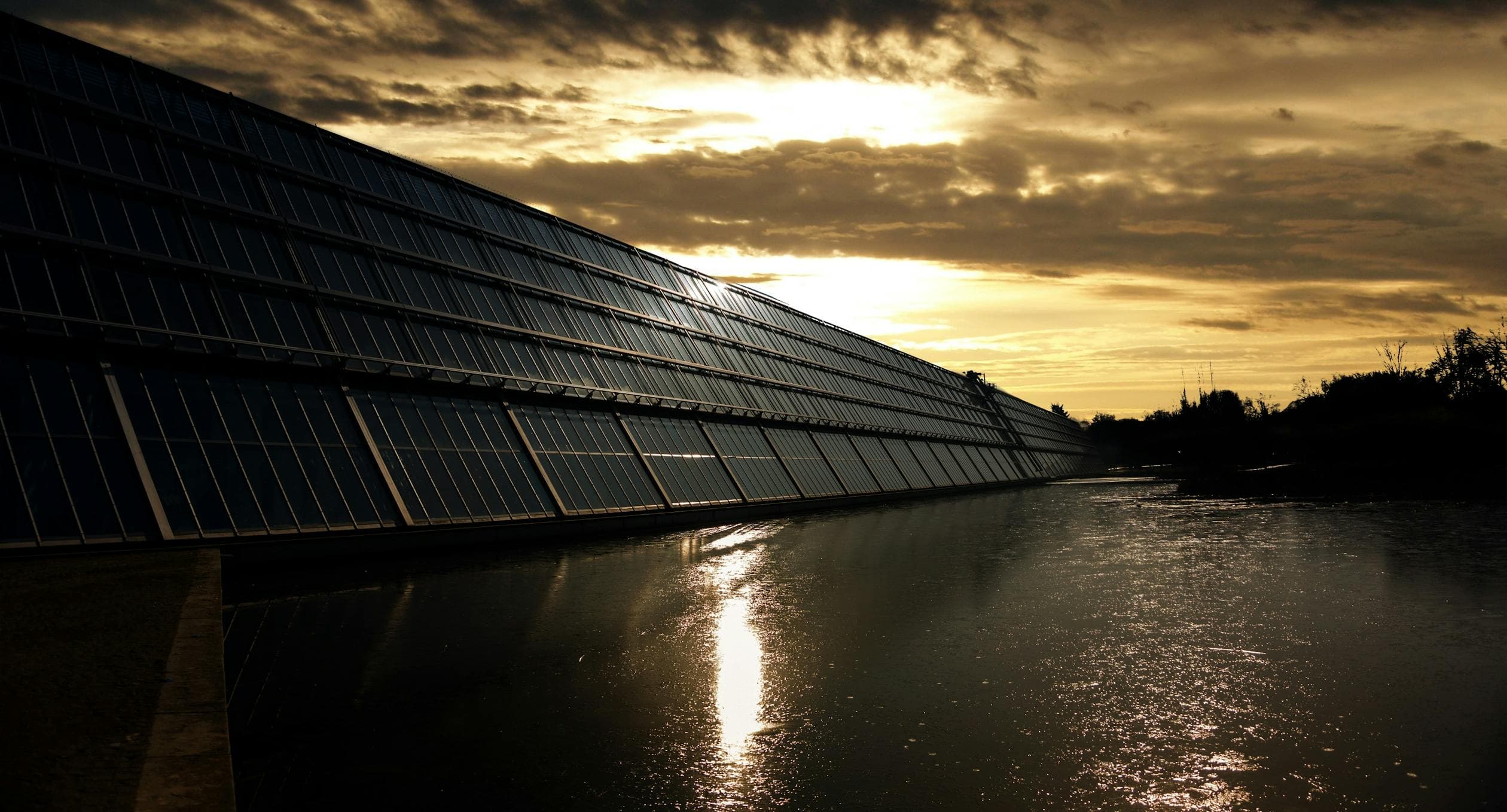 Solar panels under blue sky